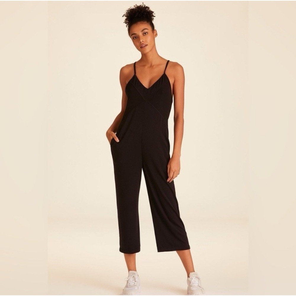 Alala Black V-Neck Spaghetti-Strap Jumpsuit - L
